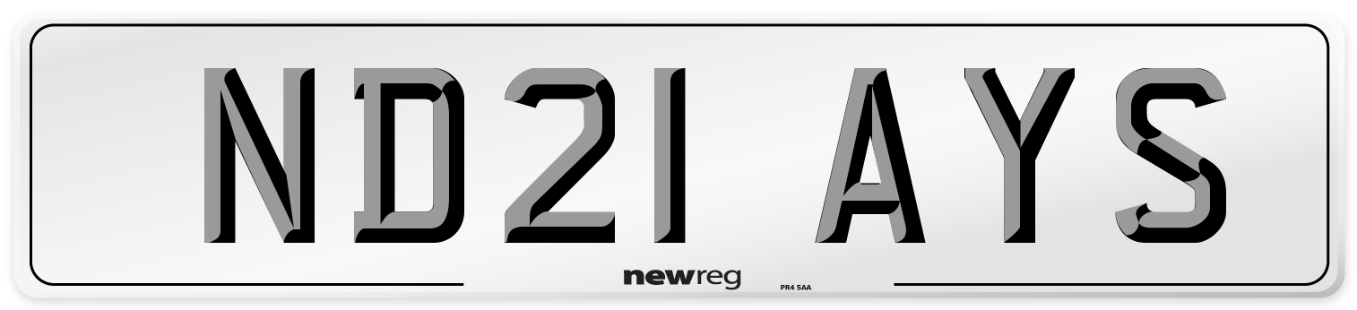 ND21 AYS Number Plate from New Reg